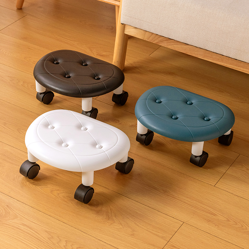 万向轮小凳子滑轮矮凳家用儿童学步塑料带轮子的小板凳美缝凳圆凳