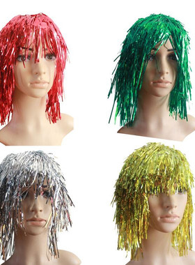 Hiasan Rambut Palsu Berumbai Kawat Hujan Warna-warni Payet P