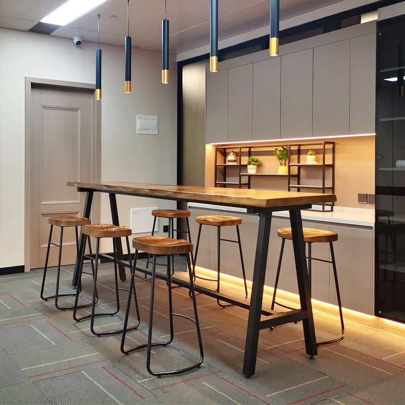 家用酒吧桌椅组合阳台靠窗靠墙高脚窄桌实木奶茶店吧台咖啡长条桌