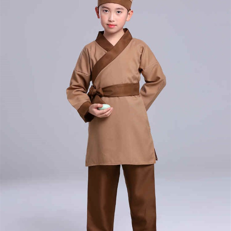 儿童古装平民百姓演出服古代杂役小二酒馆茶楼老百姓衣服男女表演