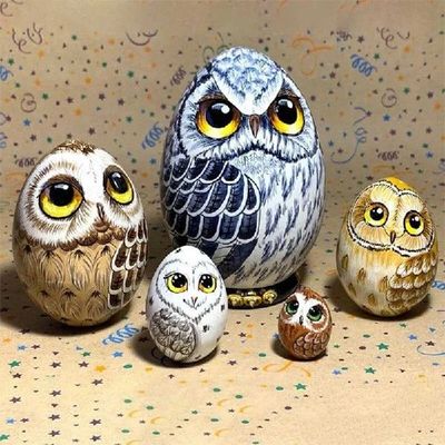 5pcs/set New Owl Nesting Eggs Handmade Nesting Doll Russian