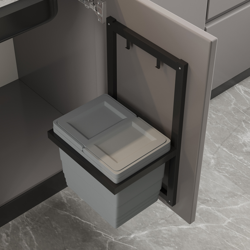 凯特立厨房整体橱柜带盖子水槽下不锈钢置物架篮挂钩分类隐藏垃圾