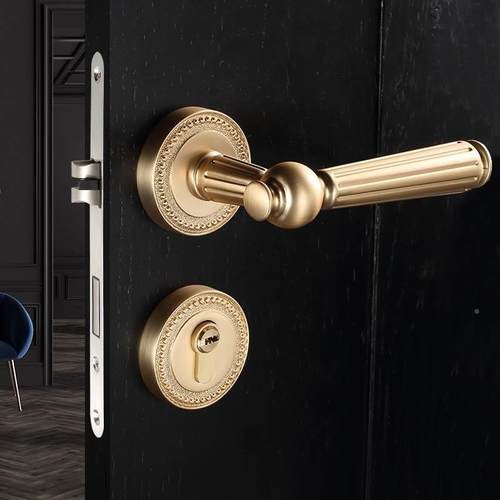 金色门锁室内卧门室房1间锁门把手欧式房锁体家锁用分木门新中式