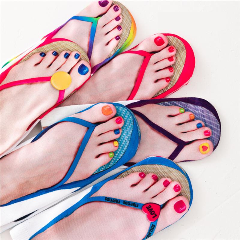 5 Pair Novelty Flip Flop Print Socks Funny 3D Pattern Socks