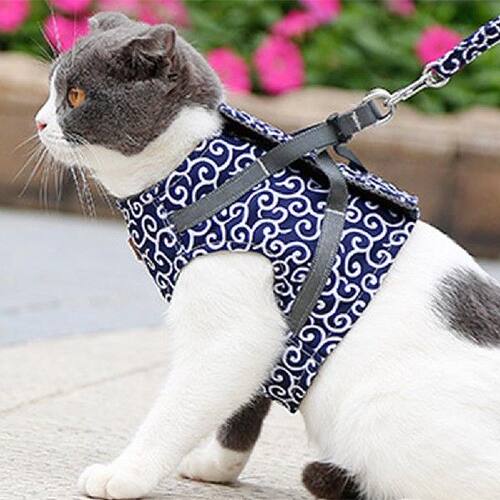 极速Japanese Style Pet Dog Cat Harness Vest Collar Outdoor