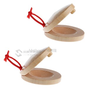 A Pair Wooden Castanets Wood Percussion Flaco Musical Instru
