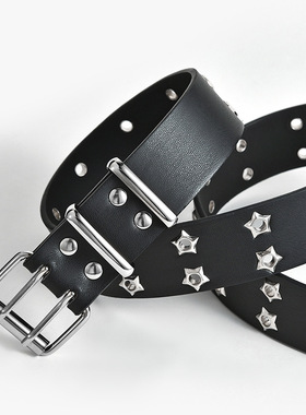 NEW Star Eye Rivet Belt Goth Style Double Pin Buckle  Man/wo