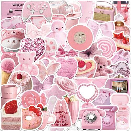 极速50Pcs Pink INS Style Graffiti Sticker Cute Bear Car Guit