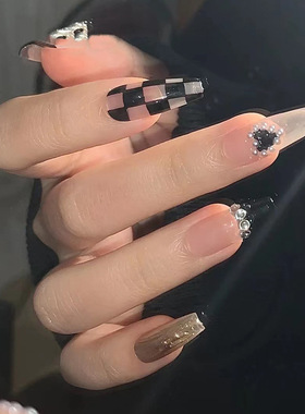 Long Coffin False Nails Grimace Pink French Ballerina Fake N