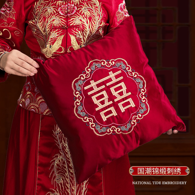 好货结婚刺绣抱枕一对女方陪嫁套装创意枕头客厅沙发靠垫婚庆用品图片