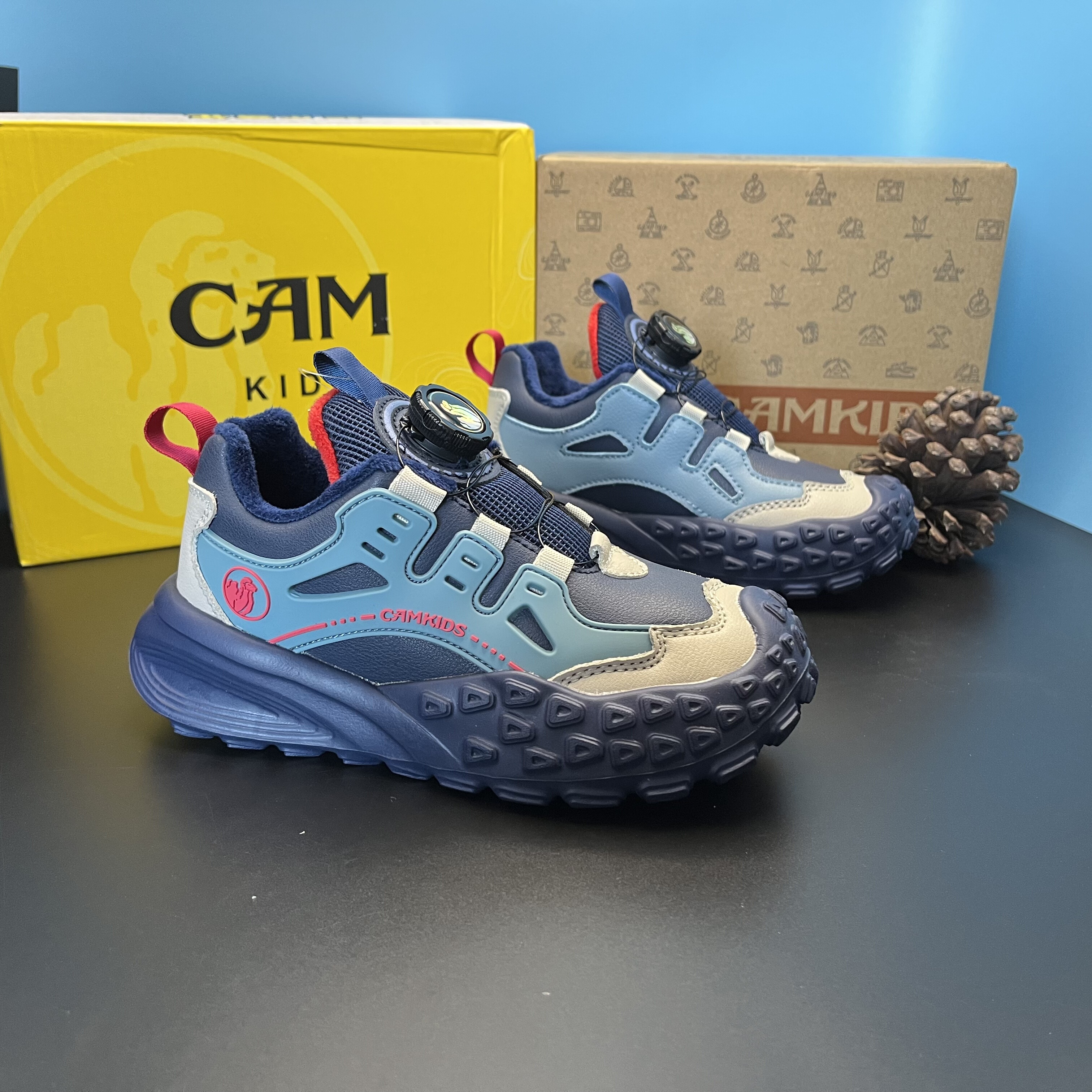 撤柜CAM男童运动鞋秋冬2025新款网皮面防水二棉防滑软底儿童跑步