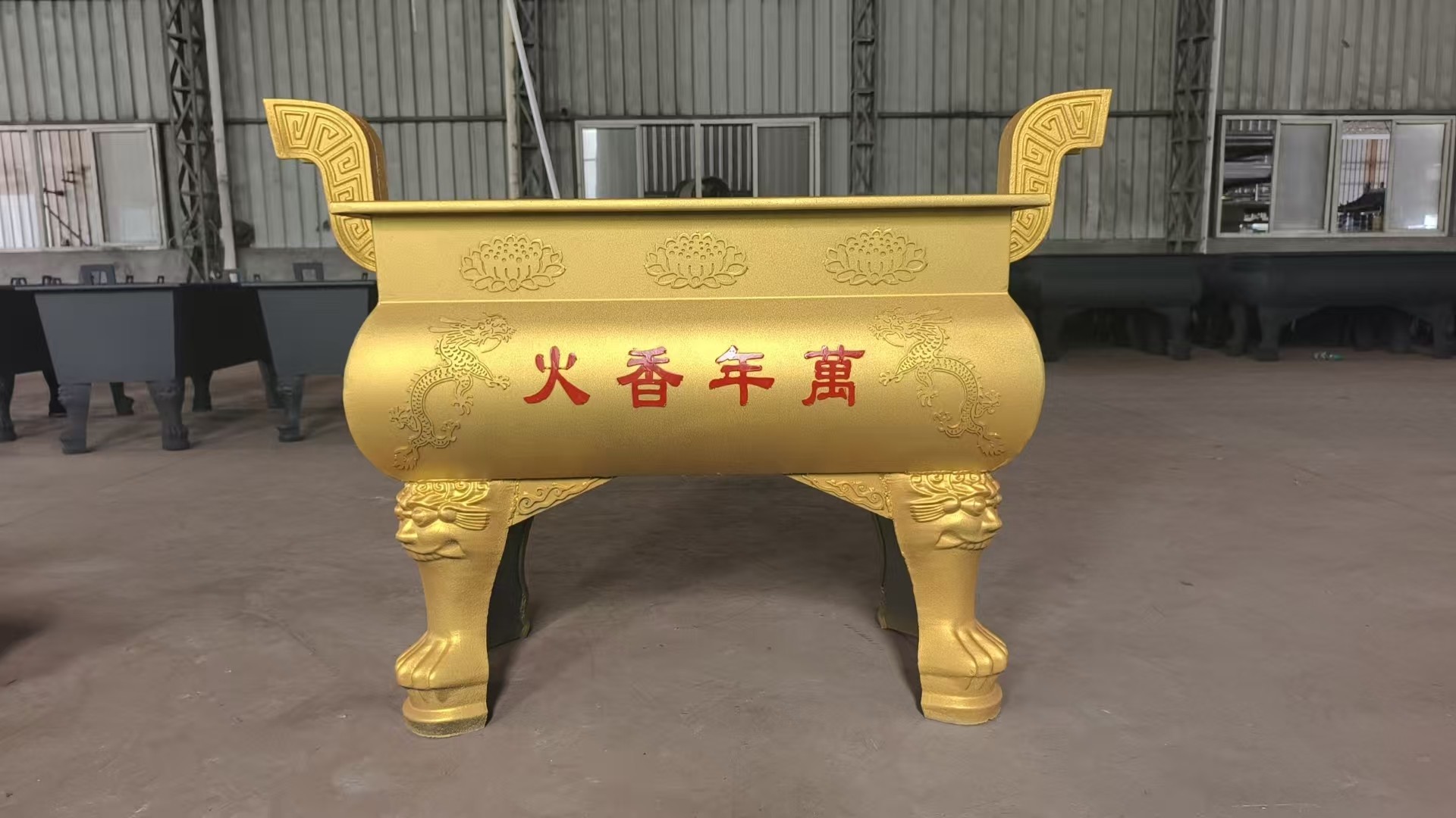 寺庙铸铁香炉寺院室外祖堂烧香鼎铸铁碳钢防锈供佛 大号祠堂插香