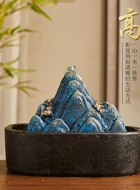 中式假山流水摆件循环水招财客厅茶桌办公室桌面喷泉山水石头造景