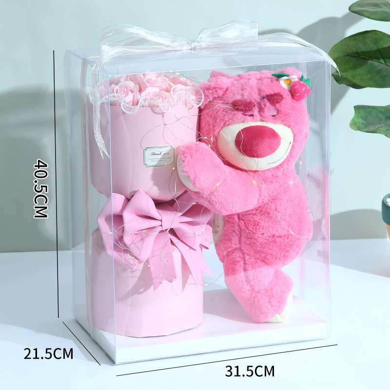 粉色熊香皂花花束礼盒生日礼物送老婆朋友闺蜜实用创意小清新特别