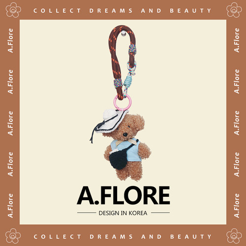 A.FLORE棕色泰迪狗毛绒公仔挂件