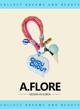 A.FLORE包包挂饰高级感轻奢小众可爱冰淇淋字母刺绣显眼包挂件