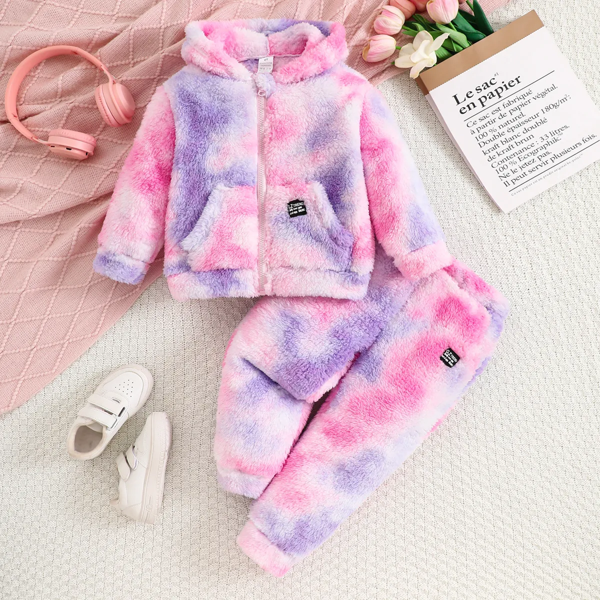 女童秋冬装加绒加厚套装2025新款儿童洋气毛毛衣宝宝女孩两件衣服