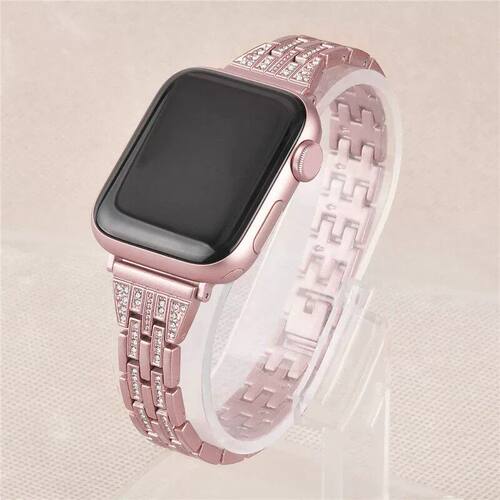 日本LORZ小蛮腰气质闪钻金属表带适用苹果手表iwatch10/11/3/2/1