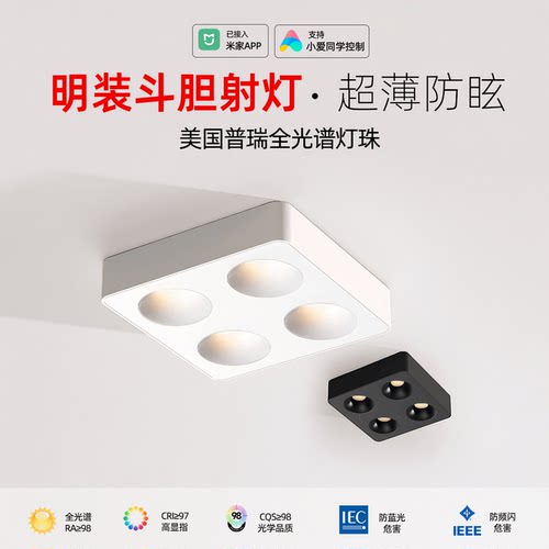 超薄明装智能斗胆灯全光谱射灯