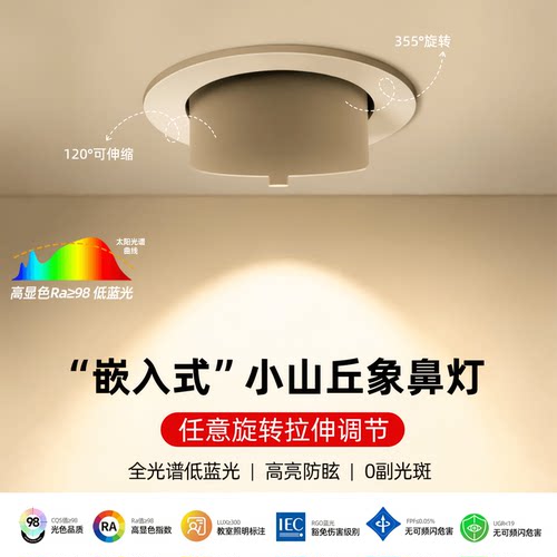 象鼻灯嵌入式COB防眩小山丘射灯