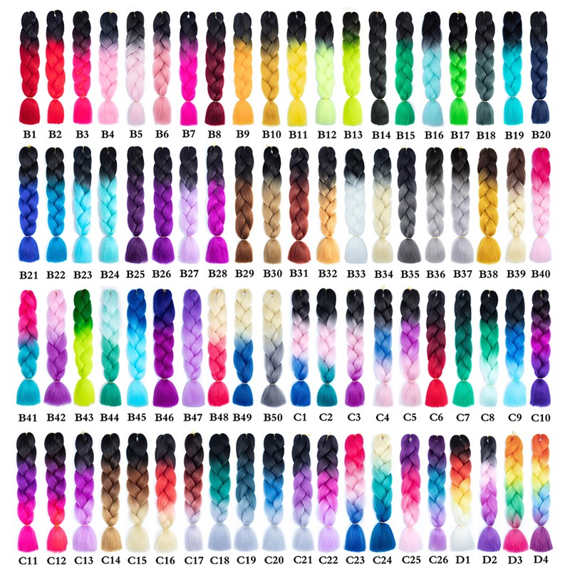 新品Colorful Hair for Braids Synthetic Braiding Hair Extensi