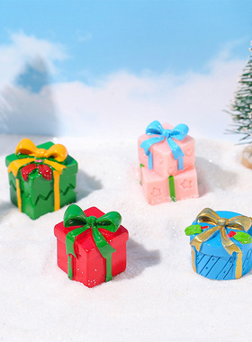 微景观圣诞节礼物盒树脂微缩摆件