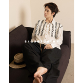 S123 松弛休闲上衣 衬衫 法式 刺绣2025早秋度假风假两件长袖