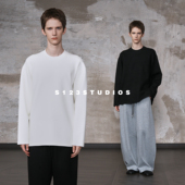 S123 T恤男女宽松简约打底上衣潮 长袖 秋冬新款 羊毛纯色净版