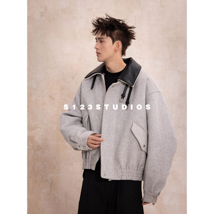 S123羊毛羽绒秋冬时尚都市百搭休闲翻领复古港风加绒加厚款