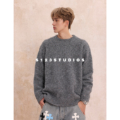 新款 S123 冬季 小众设计手工彩点亮片圆领毛衣男女宽松外套潮