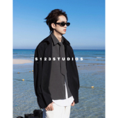 S123早秋拼接领带设计假两件衬衫 简约纯色宽松百搭通勤上衣