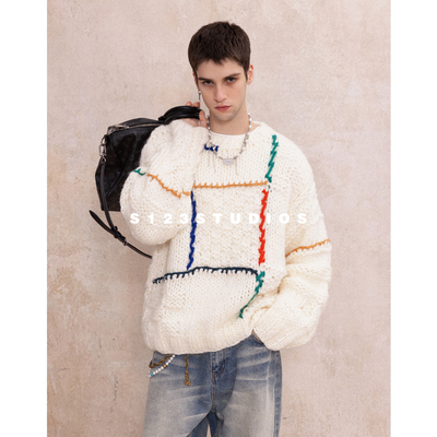 简约设计感撞色羊毛毛衣