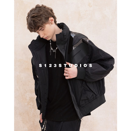 S123【机能战甲】90白鹅绒多裁片拼接立领羽绒服男冬季新款外套