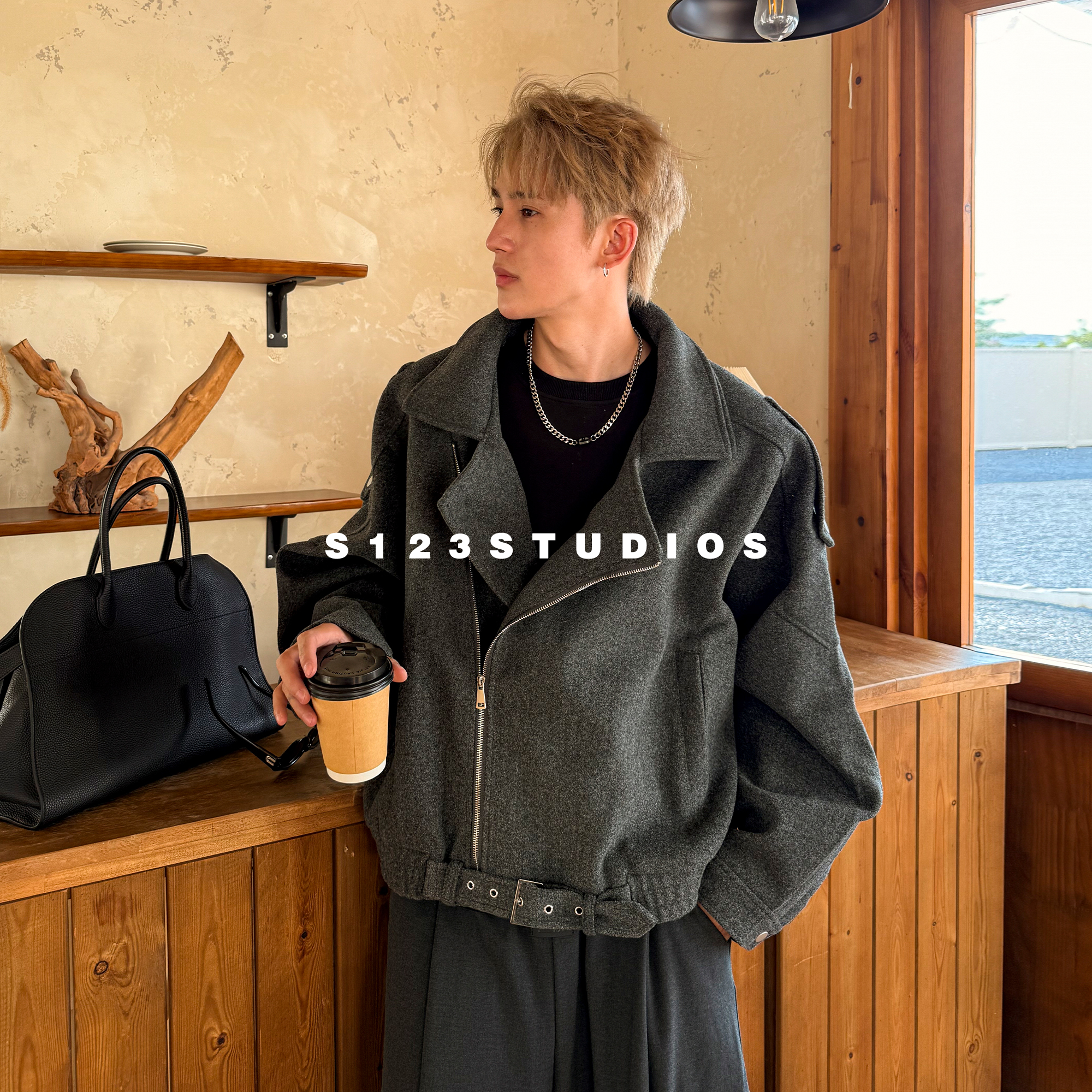 小众立体解构高级感毛呢外套男