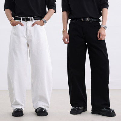 S123 长期主义白牛黑牛进口R*W风同源经典弯刀纯色牛仔裤