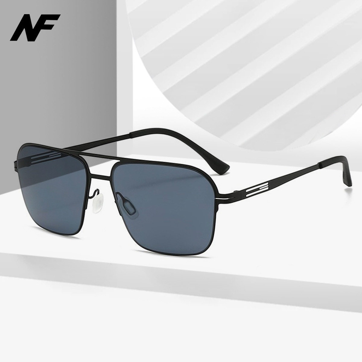 时尚金属钢皮双梁太阳眼镜男士开车驾驶防紫外线方形大框墨镜