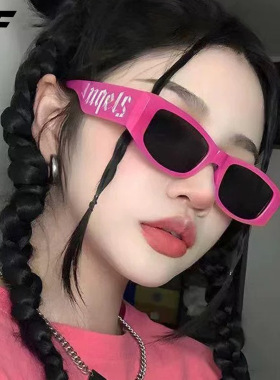 外贸时尚朋克小框字母太阳眼镜千禧辣妹嘻哈搞怪高级感小脸墨镜女