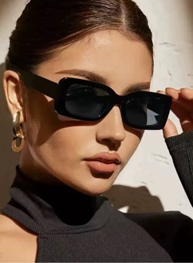 个性方形窄框墨镜女高级感新款网红眼镜辣妹千禧风拍照太阳镜