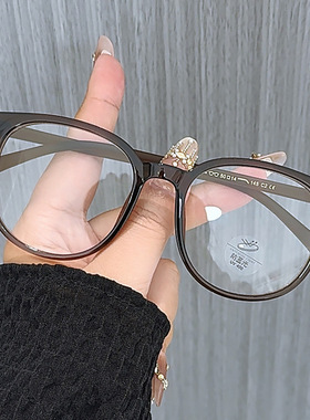 韩系百搭风近视眼镜女可配度数大框素颜茶色方圆脸眼镜框大脸