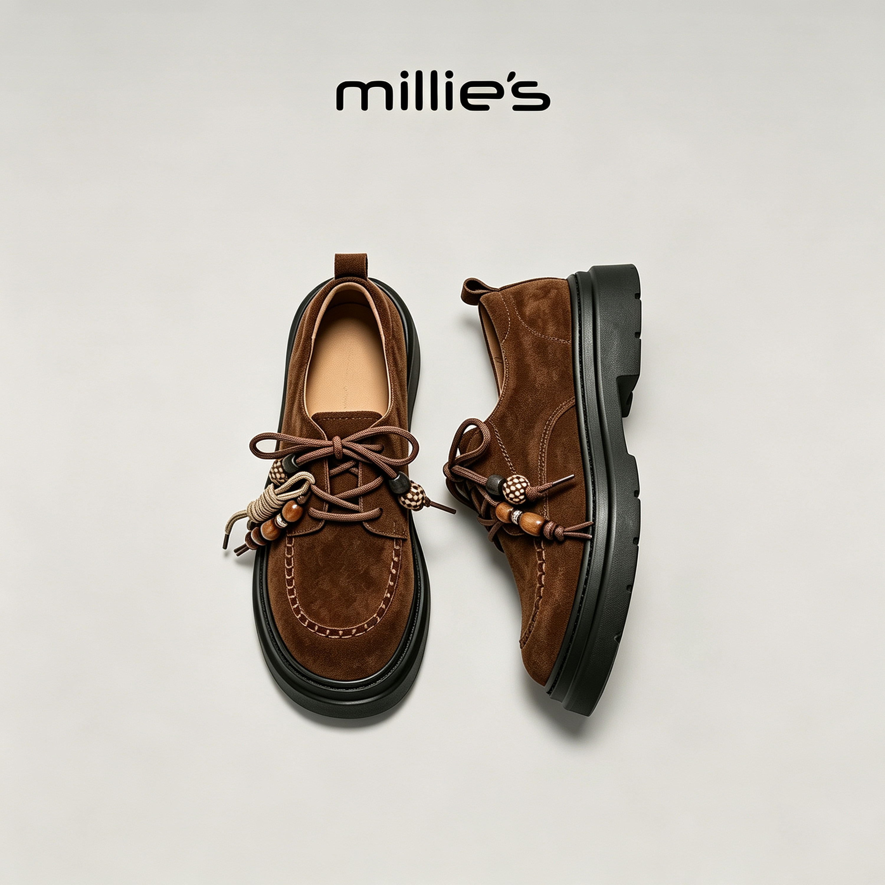 MILLIE'S/妙丽真皮德训鞋