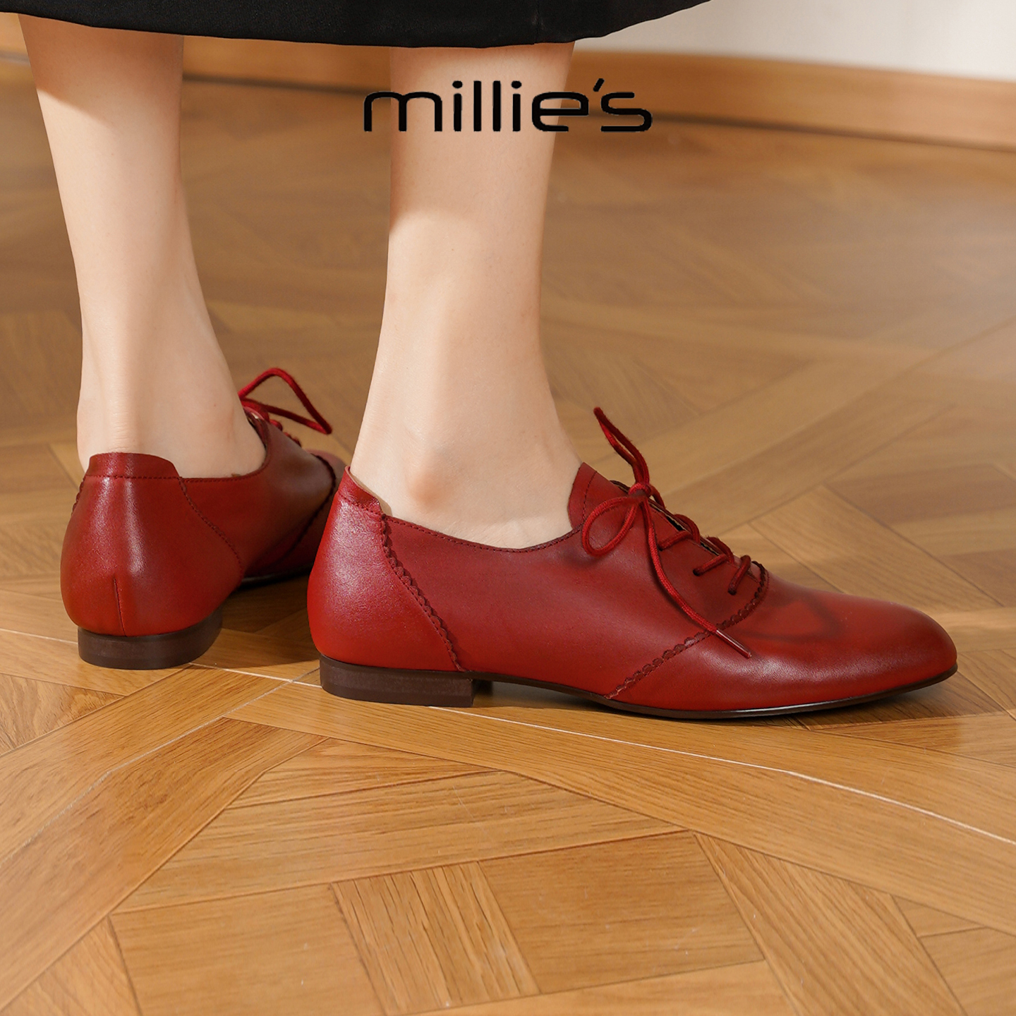 MILLIE'S/妙丽真皮复古小皮鞋