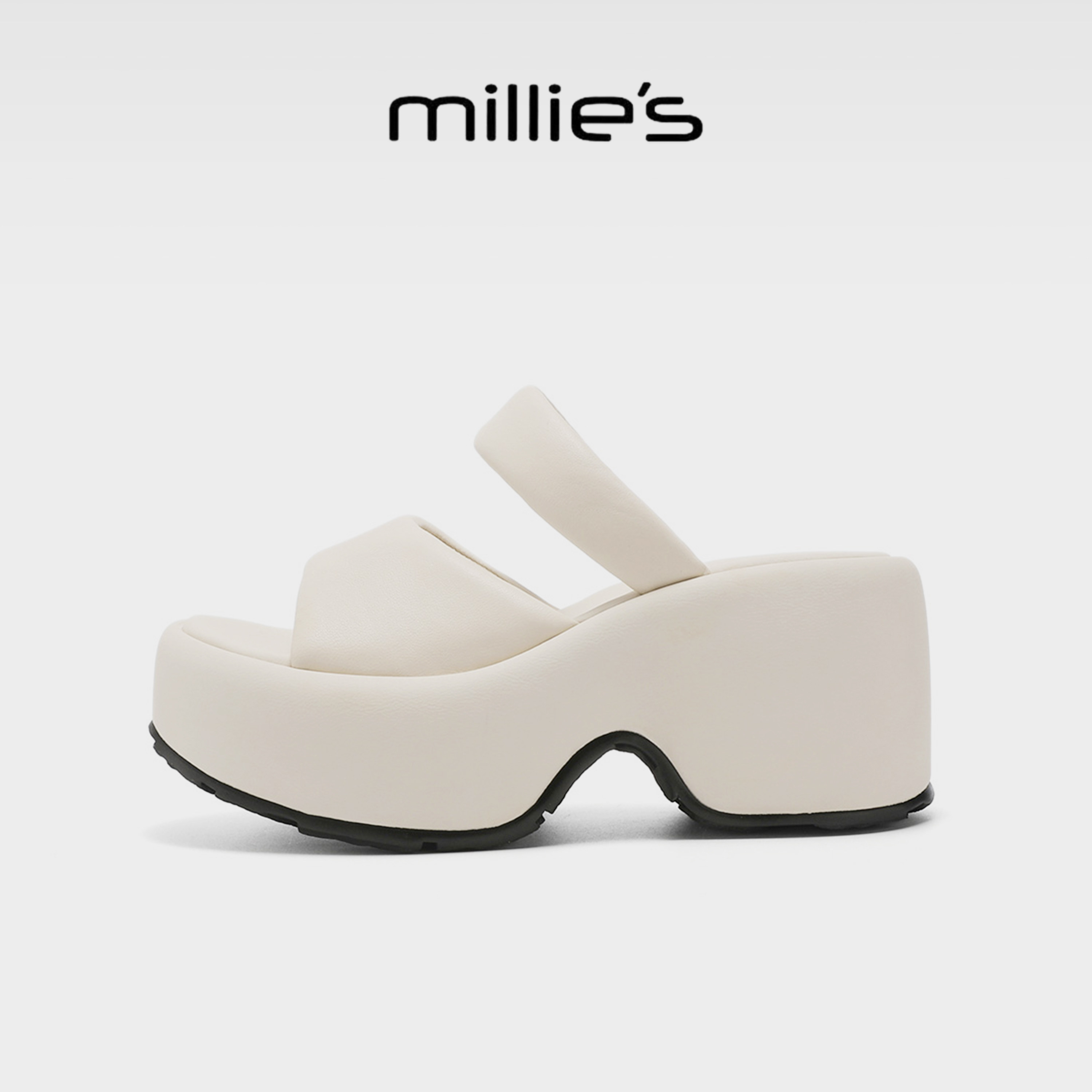 MILLIE'S/妙丽厚底一字拖女夏套脚外穿防滑增高凉拖鞋休闲高级感G