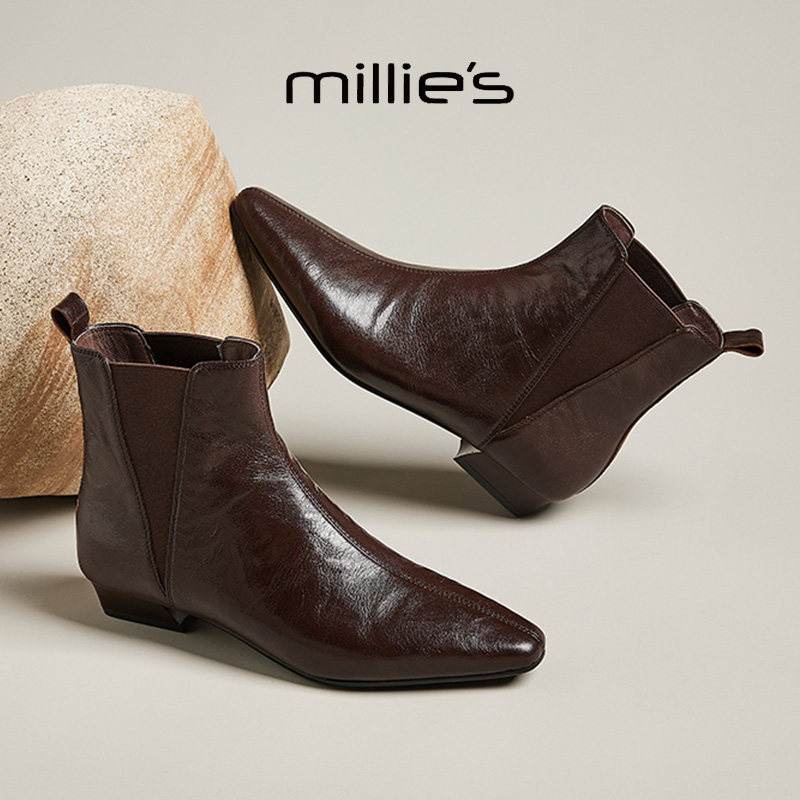 MILLIE'S/妙丽尖头切尔西靴女