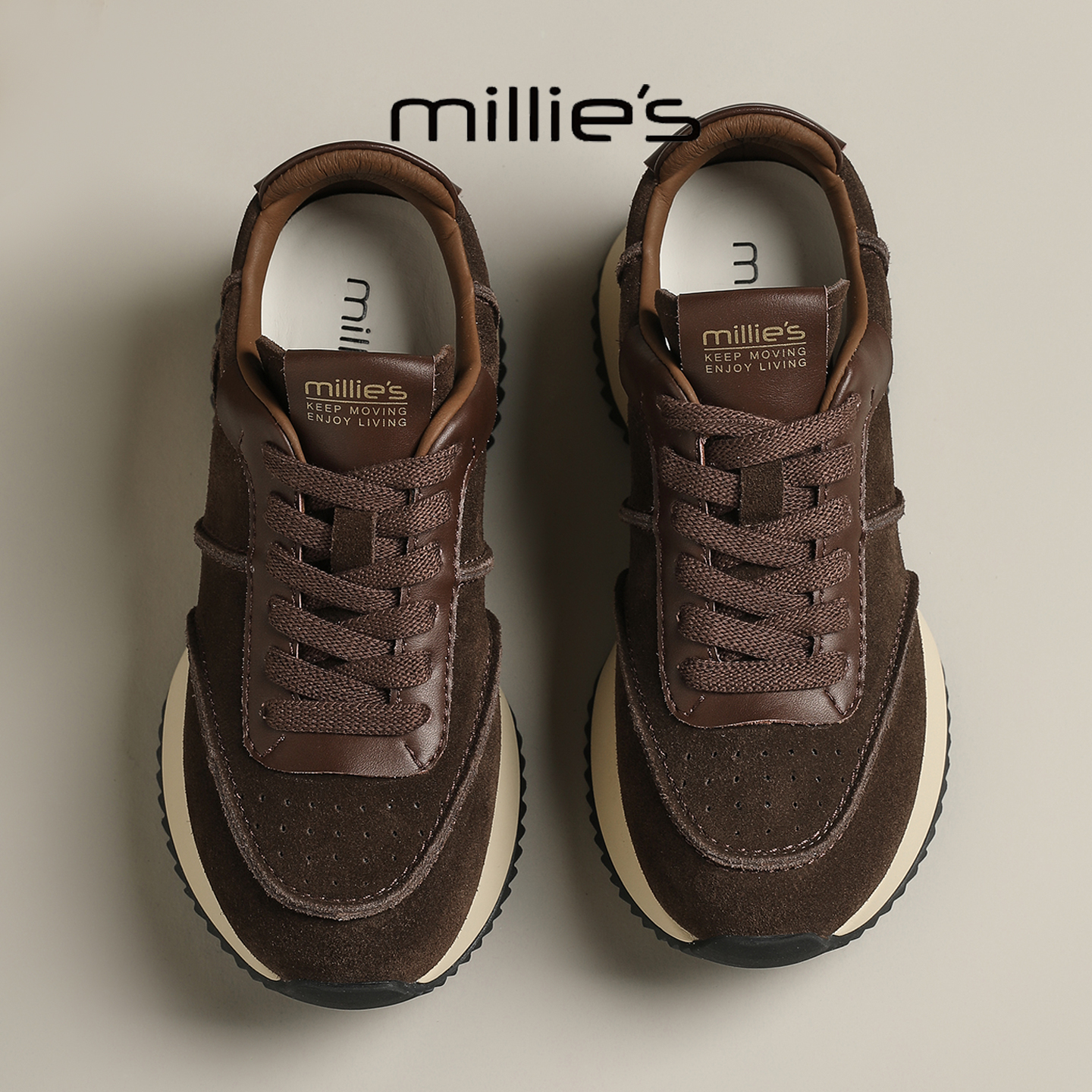 MILLIE'S/妙丽2025新款阔腿裤搭配的鞋子系带舒适复古德训鞋Q