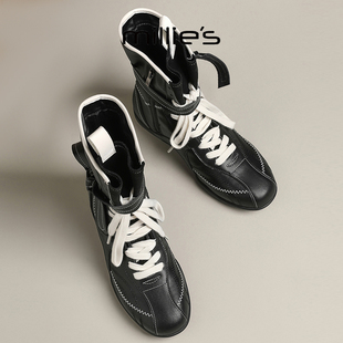 MILLIE'S/妙丽2025新款复古英伦风厚底马丁靴女款配裙子中筒靴