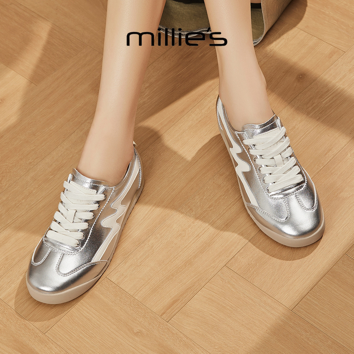 MILLIE'S/妙丽圆头平底低帮鞋 系带时尚女鞋简约百搭玛丽珍鞋,女鞋,玛丽珍鞋,淘宝优惠券,粉丝福利购,淘宝优惠卷