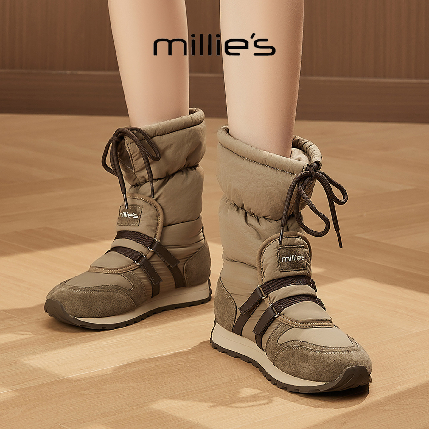 MILLIE'S/妙丽2026新款时尚百搭女士春秋季休闲鞋厚底增高马丁靴