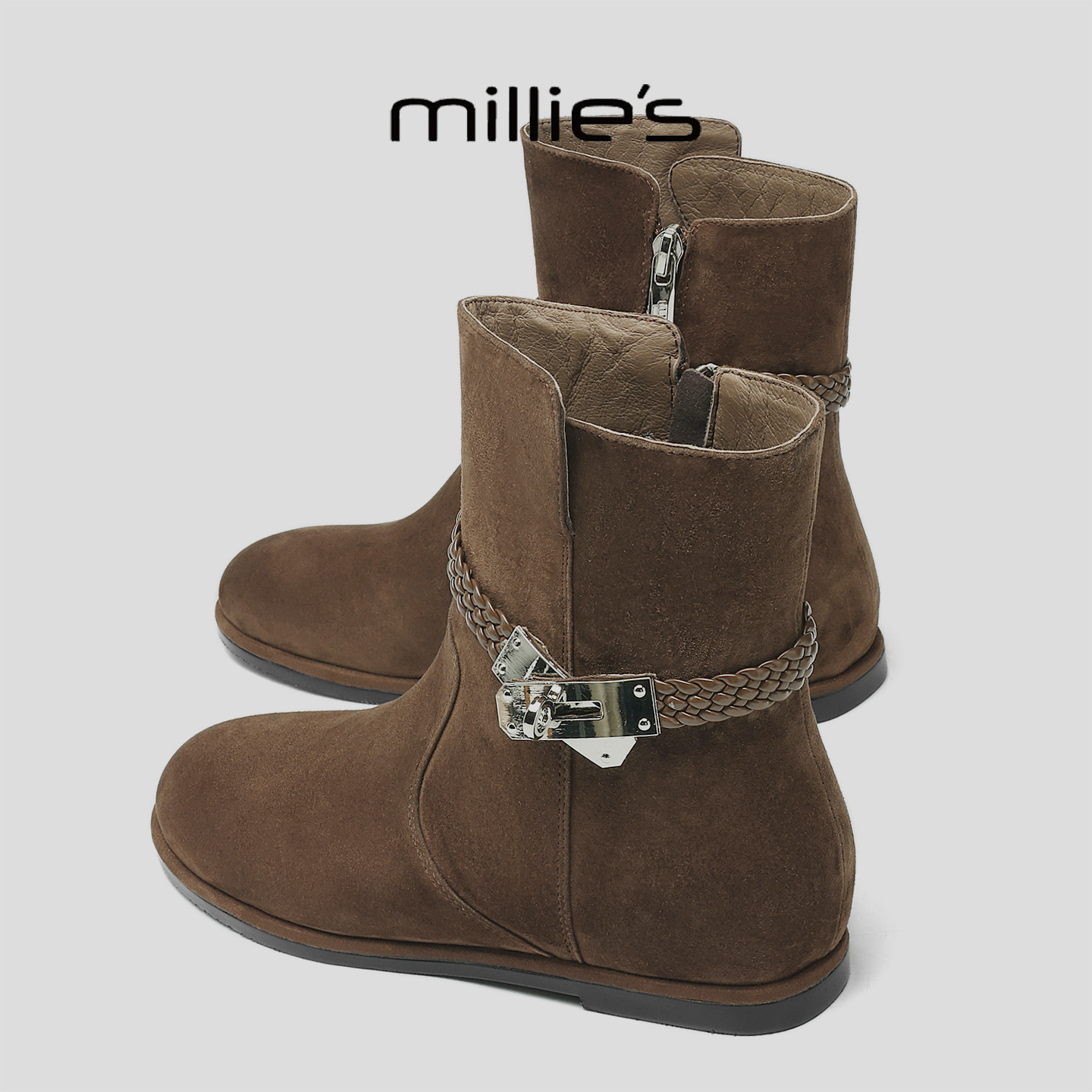 MILLIE'S/妙丽真皮复古风女靴