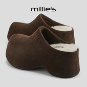 厚底包头拖鞋 MILLIE 英伦风小个子增高半包女鞋 休闲鞋 妙丽新款