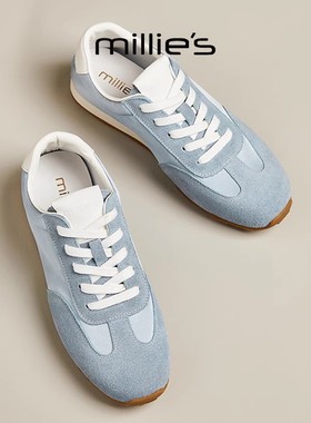 MILLIE'S/妙丽2025秋季新款圆头平底时尚百搭蓝色阿甘休闲板鞋女